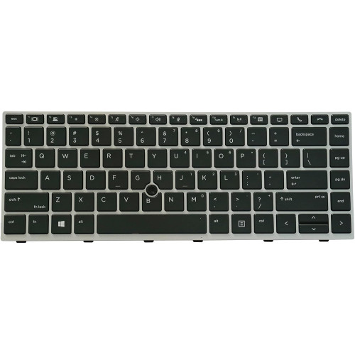 HP EliteBook Laptop Keyboard Silver Frame Backlight  840 G5 / 840 G6 / 745 G5 / 745 G6